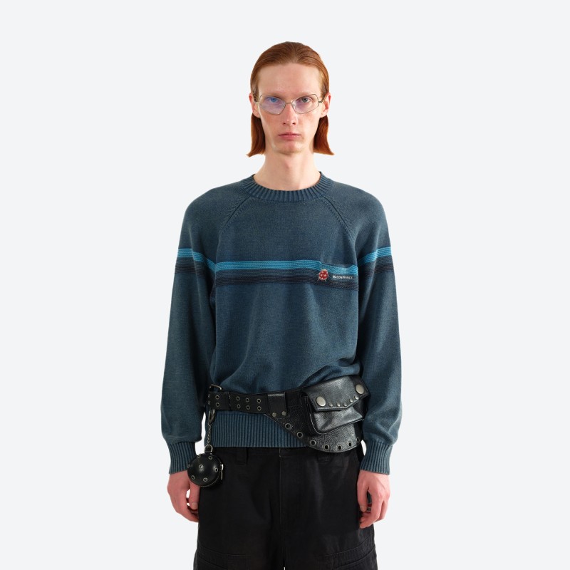Striped Washed Crewneck Sweater